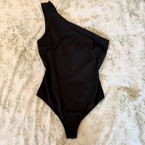 Free People Black One Shoulder Bodysuit